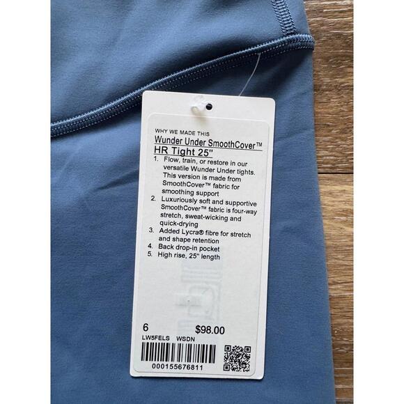 Lululemon Wunder Under SmoothCover High Rise 25” Washed Denim Size 6 NWT - Picture 4 of 7